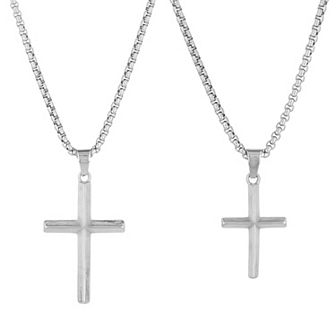 Men's STUDIO 1913 "Like Father Like Son" Stainless Steel Two Piece Cross Necklace Set