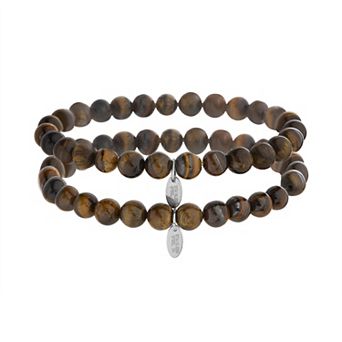 Men's STUDIO 1913 "Father and Son" Tiger Eye Bead Stretch Duo Bracelet Set