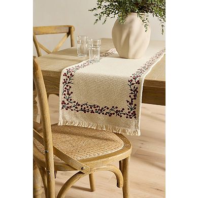Mingle & Co. Berry Border Fringe Table Runner