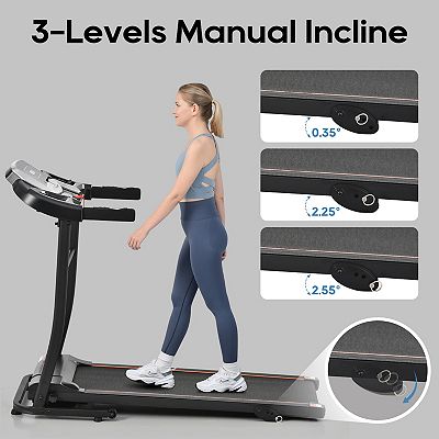 Merax Folding Treadmill With Pulse Sensor, 2.5 Hp Quiet Brushless