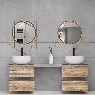 Set of 2 Circle Mirror Gold Metal Frame