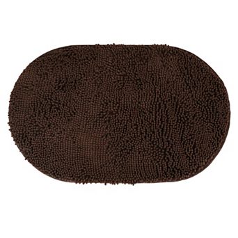 1 pc Oval Plush Bath Mat, Soft Non Slip Absorbent Rug, Rubber Backing Rugs for Shower Floor 20" x 32"