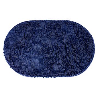 1 pc Oval Plush Bath Mat, Soft Non Slip Absorbent Rug, Rubber Backing Rugs for Shower Floor 20" x 32"