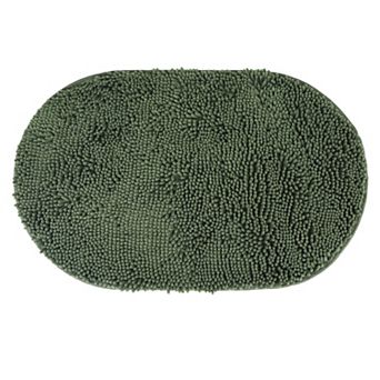 1 pc Oval Plush Bath Mat, Soft Non Slip Absorbent Rug, Rubber Backing Rugs for Shower Floor 20" x 32"
