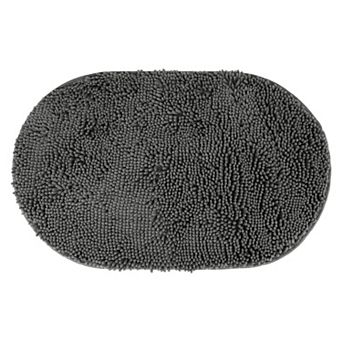 1 pc Oval Plush Bath Mat, Soft Non Slip Absorbent Rug, Rubber Backing Rugs for Shower Floor 20" x 32"