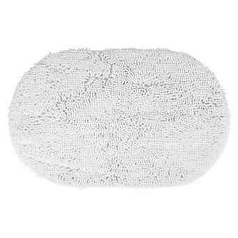 1 pc Oval Plush Bath Mat, Soft Non Slip Absorbent Rug, Rubber Backing Rugs for Shower Floor 20" x 32"