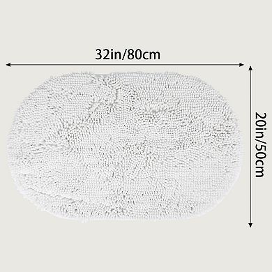 1Pc Oval Plush Bath Mat, Non Slip Absorbent Rug, Rubber Backing Rugs for Shower Floor 16"x 24"