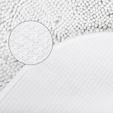 1Pc Oval Plush Bath Mat, Non Slip Absorbent Rug, Rubber Backing Rugs for Shower Floor 16"x 24"