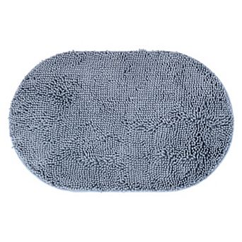 1 pc Oval Plush Bath Mat, Non Slip Absorbent Rug, Rubber Backing Rugs for Shower Floor 16"x 24"