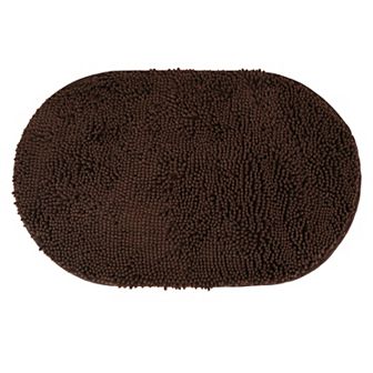 1 pc Oval Plush Bath Mat, Non Slip Absorbent Rug, Rubber Backing Rugs for Shower Floor 16"x 24"