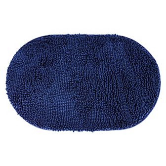 1 pc Oval Plush Bath Mat, Non Slip Absorbent Rug, Rubber Backing Rugs for Shower Floor 16"x 24"