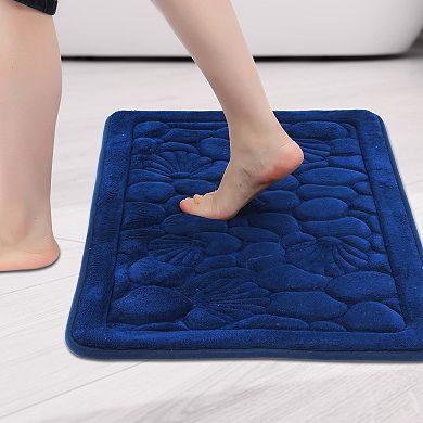 1Pc Shell Pattern Bathroom Mat Soft Memory Foam Absorbent Non-Slip Bath Rugs 16"x 24"