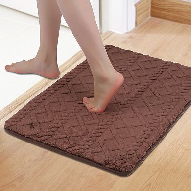 1Pc Geometric Pattern Bathroom Mat Soft Non-Slip Back Dry Bath Floor Rug 20" x 32"
