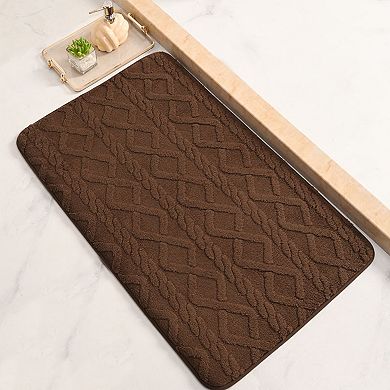1Pc Geometric Pattern Bathroom Mat Soft Non-Slip Back Dry Bath Floor Rug 20" x 32"