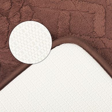 1Pc Geometric Pattern Bathroom Mat Soft Non-Slip Back Dry Bath Floor Rug 20" x 32"