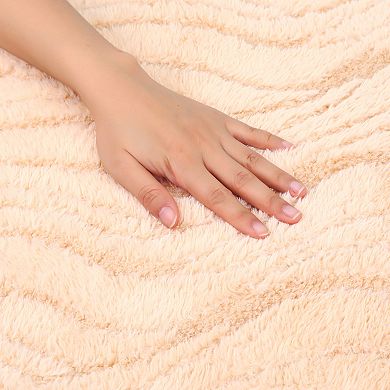 1Pc Wave Pattern Bathroom Mat Soft Absorbent Non-Slip Back Dry Bath Floor Rugs 20" x 32"