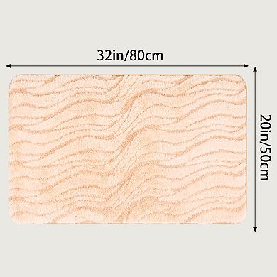 1Pc Wave Pattern Bathroom Mat Soft Absorbent Non-Slip Back Dry Bath Floor Rugs 20" x 32"