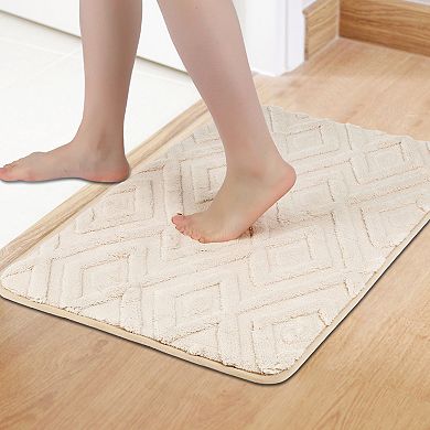 1Pc Geometric Pattern Bathroom Mats Soft Absorbent Non-Slip Dry Bath Rugs Home 16"x 24"