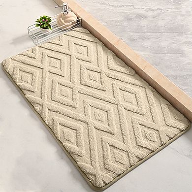1Pc Geometric Pattern Bathroom Mats Soft Absorbent Non-Slip Dry Bath Rugs Home 16"x 24"