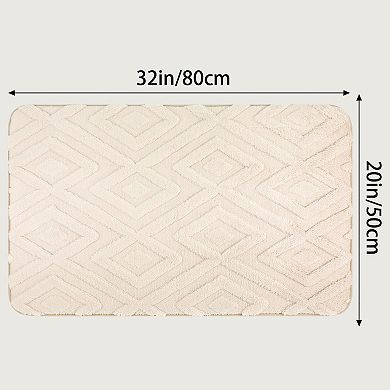 1Pc Geometric Pattern Bathroom Mats Soft Absorbent Non-Slip Dry Bath Rugs Home 16"x 24"