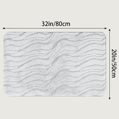 1Pc Wave Pattern Bathroom Mat Soft Absorbent Non-Slip Back Dry Bath Floor Rugs Toilet Home 16"x 24"