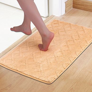 1Pc Geometric Pattern Bathroom Mat Absorbent Non-Slip Back Dry Bath Floor Rugs Toilet Home 16"x24"
