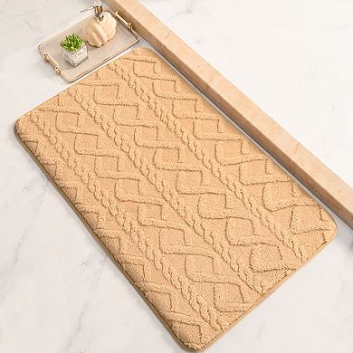 1Pc Geometric Pattern Bathroom Mat Absorbent Non-Slip Back Dry Bath Floor Rugs Toilet Home 16"x24"