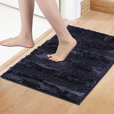 1Pc Striped Bathroom Mat Soft Fluffy Non Slip Absorbent Toilet Baths Rugs 20" x 32"