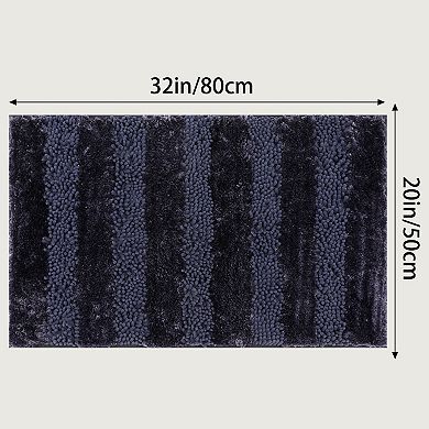 1Pc Striped Bathroom Mat Soft Fluffy Non Slip Absorbent Toilet Baths Rugs 20" x 32"