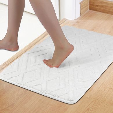 1Pc Geometric Pattern Bathroom Mats Soft Absorbent Non-Slip Dry Bath Rugs 20" x 32"