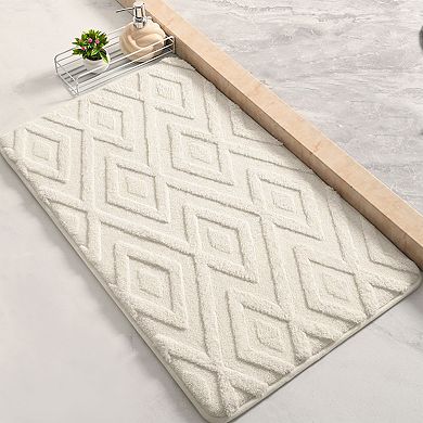 1Pc Geometric Pattern Bathroom Mats Soft Absorbent Non-Slip Dry Bath Rugs 20" x 32"