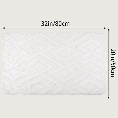 1Pc Geometric Pattern Bathroom Mats Soft Absorbent Non-Slip Dry Bath Rugs 20" x 32"