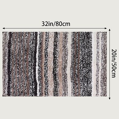 1Pc Striped Bathroom Mat Soft Absorbent Non-Slip Backing Quick Dry Bath Rugs Home 16" x 24"