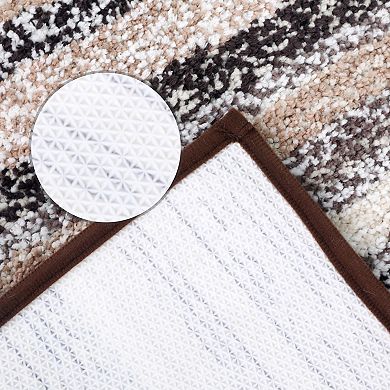 1Pc Striped Bathroom Mat Soft Absorbent Non-Slip Backing Quick Dry Bath Rugs Home 16" x 24"
