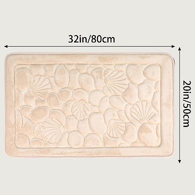 1Pc Shell Pattern Bathroom Mat Soft Memory Foam Absorbent Non-Slip Bath Rugs 20" x 32"
