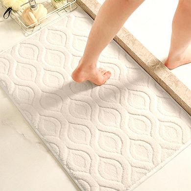 1Pc Absorbent Bathroom Rug, Non Slip Mat, Rubber Backing Rugs for Shower Floor, Bath Decor 16"x24"