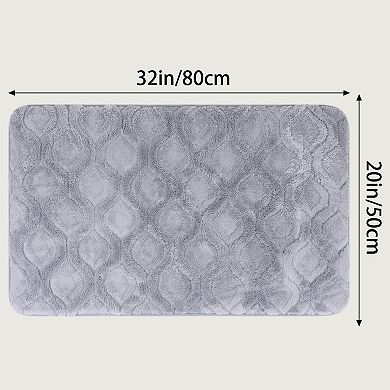 1Pc Absorbent Bathroom Rug, Non Slip Mat, Rubber Backing Rugs for Shower Floor, Bath Decor 16"x24"