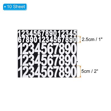 Number Stickers 1 Inch 2 Inch, 10 Sheets Waterproof Self Adhesive Mailbox Number Decals