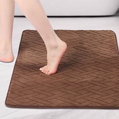 1Pc Geometric Pattern Bathroom Mat Soft Memory Foam Absorbent Non-Slip Bath Rugs 16" x 24"