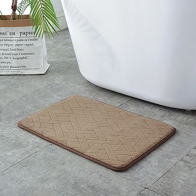 1Pc Geometric Pattern Bathroom Mat Soft Memory Foam Absorbent Non-Slip Bath Rugs 16" x 24"