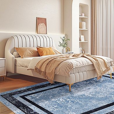 Garvee Machine Washable Pearl Velvet Contemporary Printed Area Rug Non Slip Carpet for Home