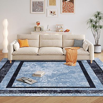 Garvee Machine Washable Pearl Velvet Contemporary Printed Area Rug Non Slip Carpet for Home