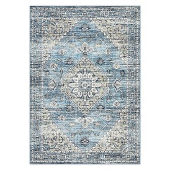 Garvee Machine Washable Vintage Floral Printed Area Rug Soft Non Shedding Rug for Home Decor