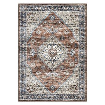 Garvee Machine Washable Vintage Floral Printed Area Rug Soft Non Shedding Rug for Home Decor