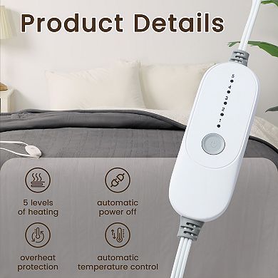 Plush Reversible Electric Heated Throw Blanket