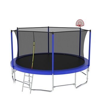 16FT Trampoline with Balance Bar Hoop Reinforced Type Outdoor Trampoline with Enclosure Net