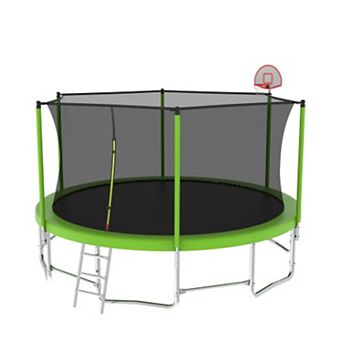 16FT Trampoline with Balance Bar Hoop Reinforced Type Outdoor Trampoline with Enclosure Net
