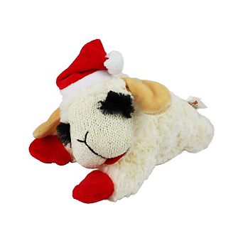 Multipet Holiday Lamb chop with Santa Hat Plush Dog Toy