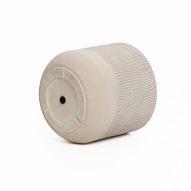 LuxenHome Blended Tan with Wood Pattern Round MgO Planter
