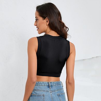 Womens Basic Sleeveless Tank Tops Bustier Crop Top Bustier Ribbed Fitted Cropped Tank
